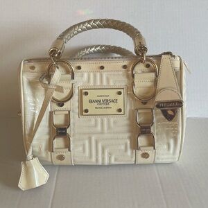 Gianni Versace RARE Vintage Greek Key Lock It Satchel